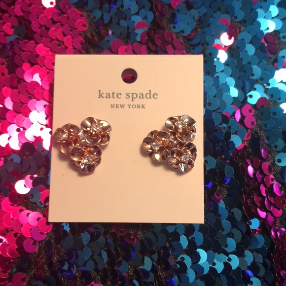 NWT Kate Spade ♠️ Sparkly Rhinestone Rose Gold Earrings - Picture 3 of 12